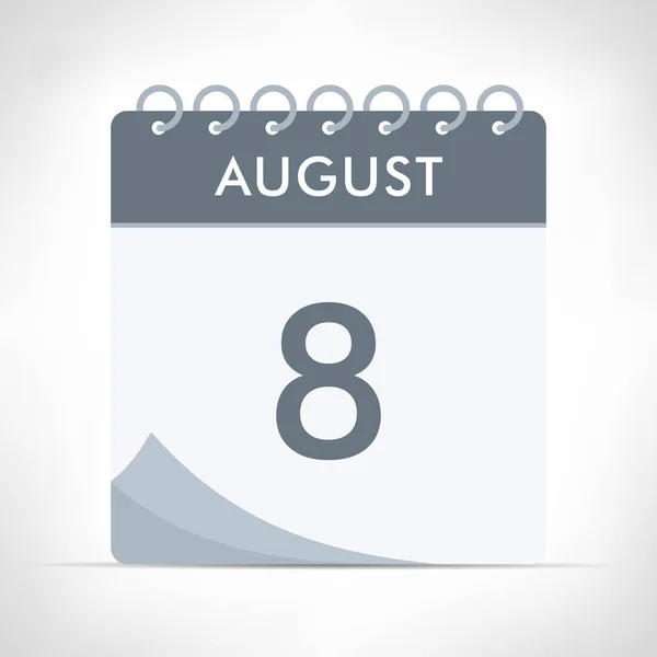 August Calendar Icon Vector Illustration Gray Calendar — Stock Vector