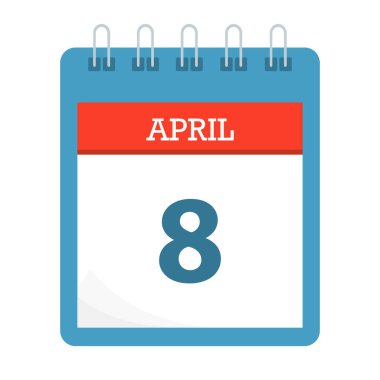 8 Nisan - Takvim Simgesi - Takvim şablonu - İş vektörü illüstrasyonu.