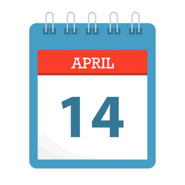 14 Nisan - Takvim Simgesi - Takvim şablonu - İş vektörü illüstrasyonu.