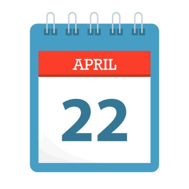 Nisan 22 - Takvim Simgesi - Takvim şablonu - İş vektörü illüstrasyonu.