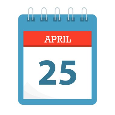 Nisan 25 - Takvim Simgesi - Takvim şablonu - İş vektörü illüstrasyonu.