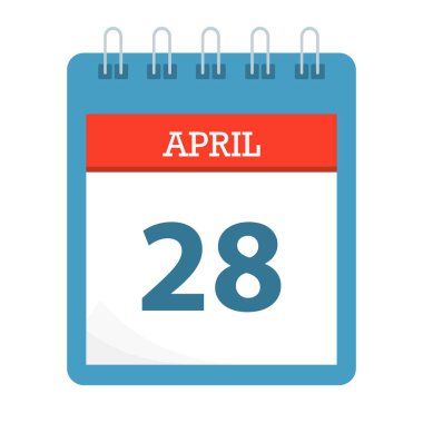 28 Nisan - Takvim Simgesi - Takvim şablonu - İş vektörü illüstrasyonu.