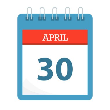 30 Nisan - Takvim Simgesi - Takvim şablonu - İş vektörü illüstrasyonu.