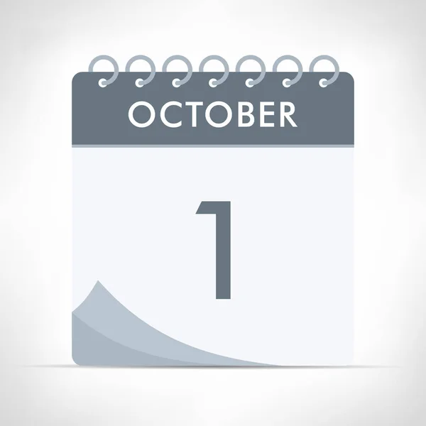 Οκτωβρίου Ημερολόγιο Εικονίδιο Διάνυσμα Εικονογράφηση Γκρίζο Ημερολόγιο — Διανυσματικό Αρχείο