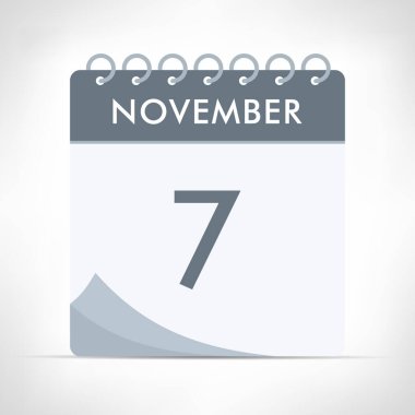 7 Kasım - Takvim Simgesi - Vektör İllüstrasyonu. Gri takvim.
