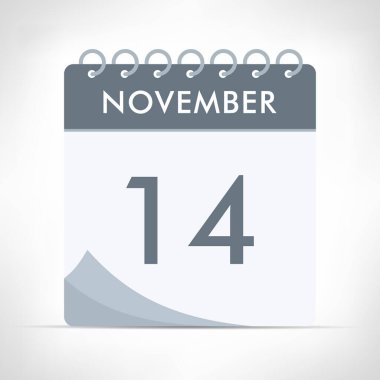 14 Kasım - Takvim Simgesi - Vektör İllüstrasyonu. Gri takvim.