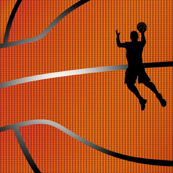 Fondo de baloncesto con silueta de color negro de un baloncesto — Archivo Imágenes Vectoriales