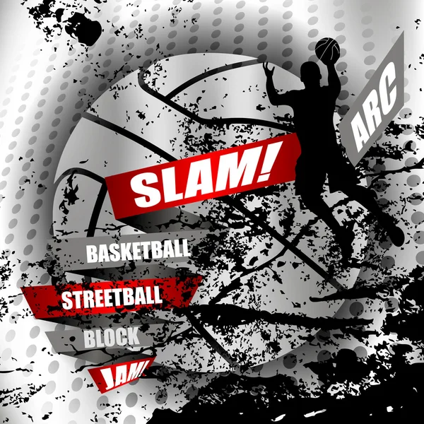 Bir basketbol oyuncusu silhoue ile soyut basketbol arka plan