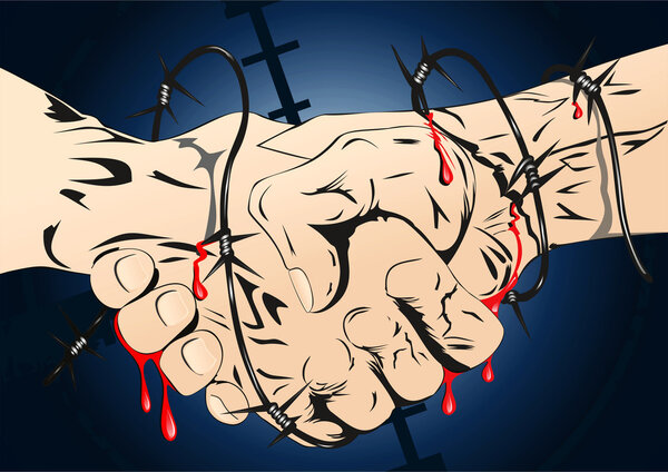  Barbed wire handshaking