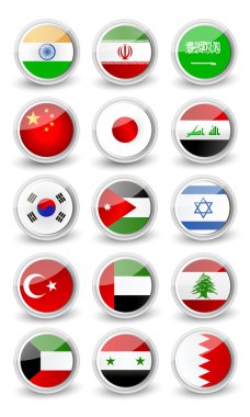 Asya'nın parlak yuvarlatılmış bayrağı ayarlanmış. Bölüm 1