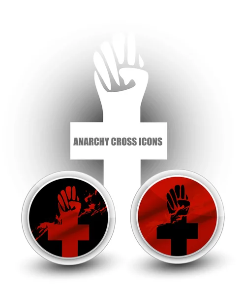 Anarchia croce icone vettoriali — Vettoriale Stock
