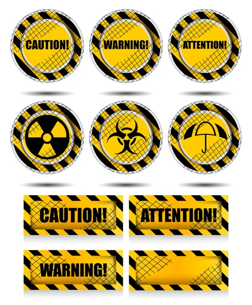 Yellow and black warning sign set — Stock Vector