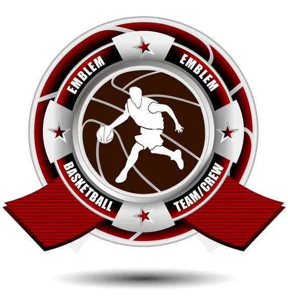 Emblem der Basketballmannschaft mit Schleifen — Stockvektor