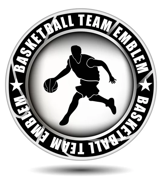 Emblema del equipo de baloncesto blanco y negro — Archivo Imágenes Vectoriales