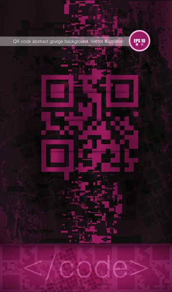 QR código abstrato grunge fundo — Vetor de Stock