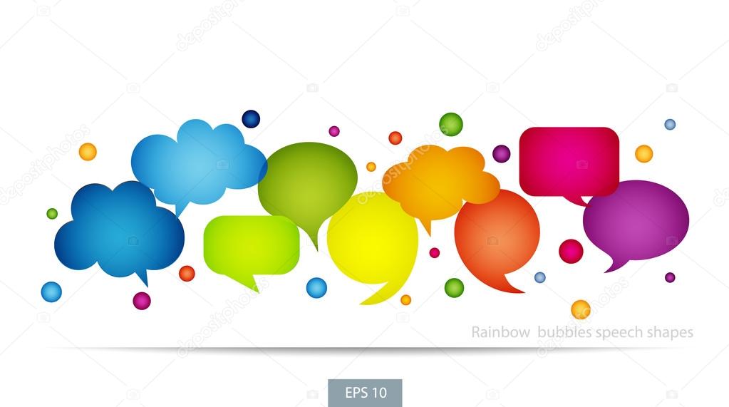 Rainbow bubbles speech shapes set