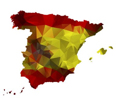 Geometrik poligonal Tasarım İspanya Haritası. Raster sürüm