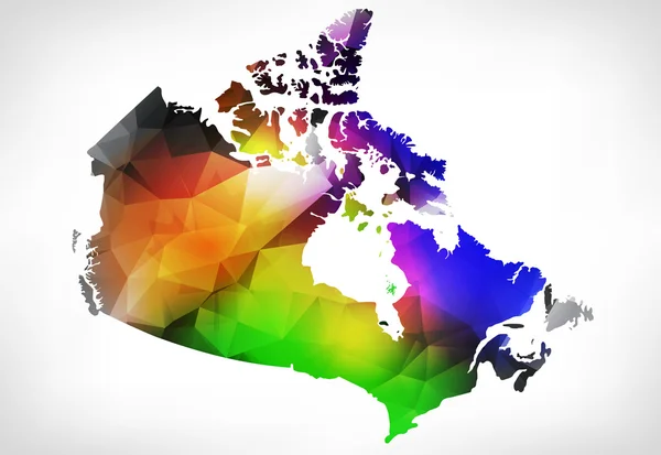 Mappa a colori arcobaleno del Canada con disegno geometrico a triangolo. Arrosto — Foto Stock