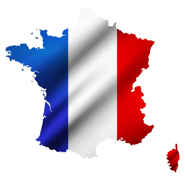 France map with waving flag. Raster version — Stock Photo, Image