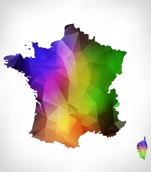 Duha barevná mapa Francie s designem geometrický trojúhelník. Rast — Stock fotografie