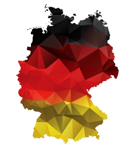 Mappa geometrica poligonale della Germania con bandiera tedesca — Foto Stock