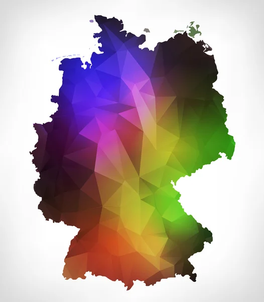 Rainbow color map of Germany with geometric triangle design. Ras — Stock Photo, Image