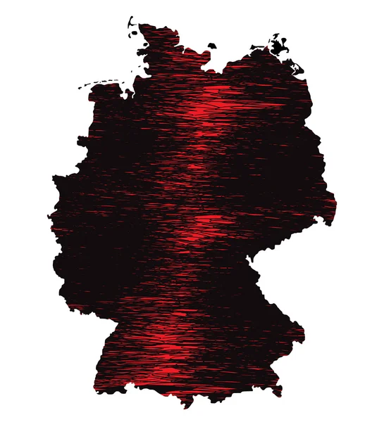Černá a červená Klikyháky stylizovaná Mapa Německa. Rastrové verze — Stock fotografie