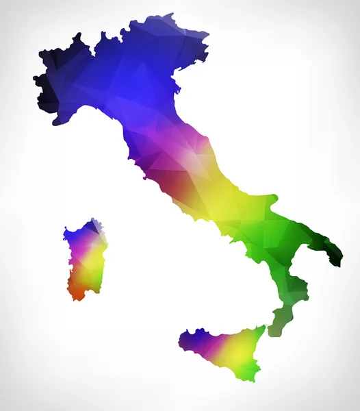 Carte en couleurs arc-en-ciel de l'Italie avec un triangle géométrique. Râpe — Photo