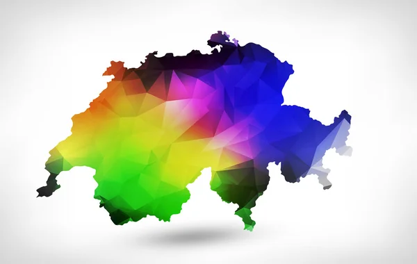 Mapa de color arco iris de Suiza con diseño de triángulo geométrico . — Foto de Stock