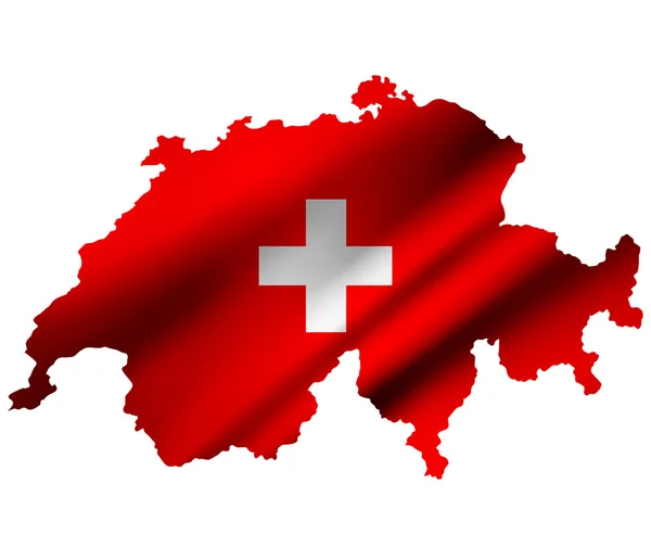 Schweiz konturkarta med land flagga. Raster version — Stockfoto