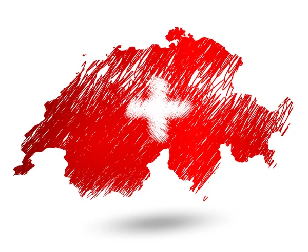 Stilize İsviçre Haritası karalamak. Raster sürüm — Stok fotoğraf