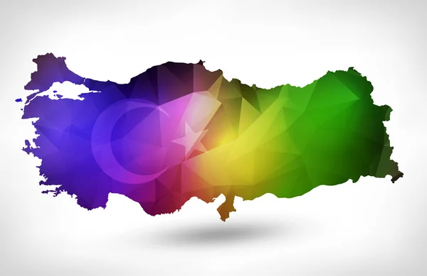 Rainbow color map of Turkey with geometric triangle design. Rast — Stock Photo, Image