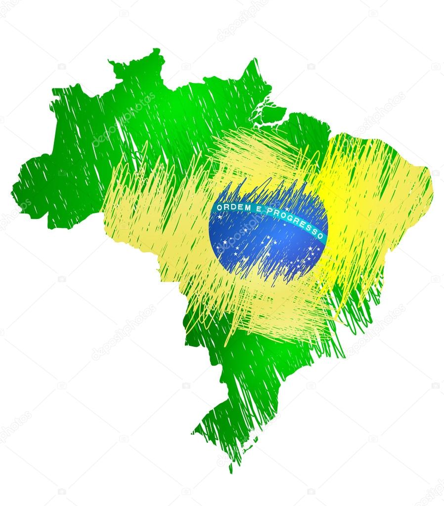 Scribble stylized map of Brasil
