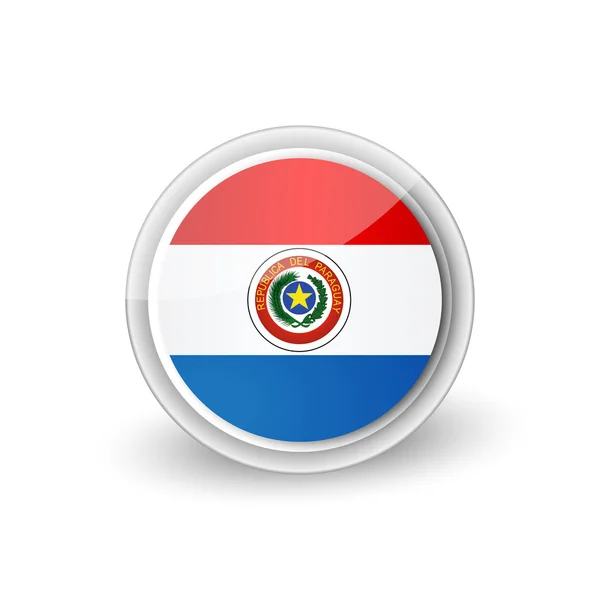 Icône de bouton drapeau vectoriel arrondi du Paraguay — Image vectorielle