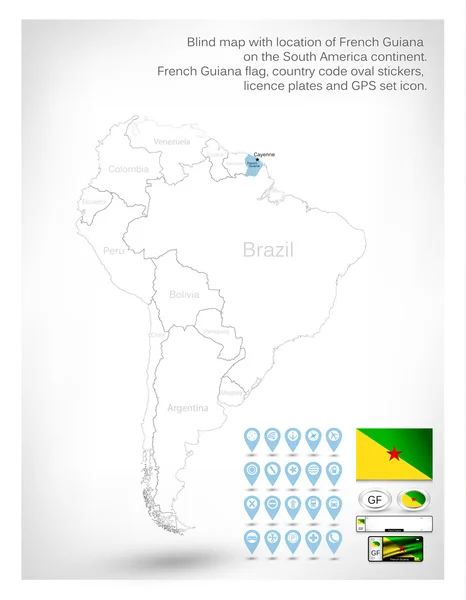 盲地图位置的法属圭亚那 — 图库矢量图片