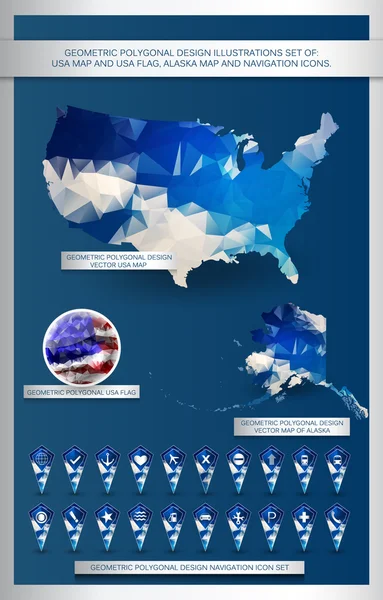 Geometric polygonal design illustrations set of the USA — Stock Vector