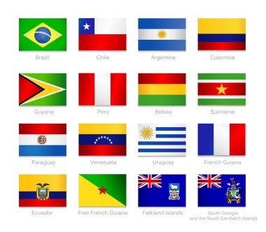 South America flags set clipart