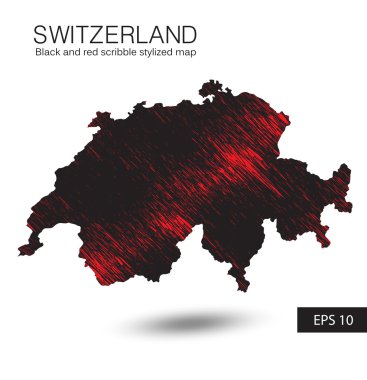 Karalama stilize İsviçre Haritası.