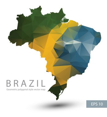 Geometric polygonal map of Brazil. clipart