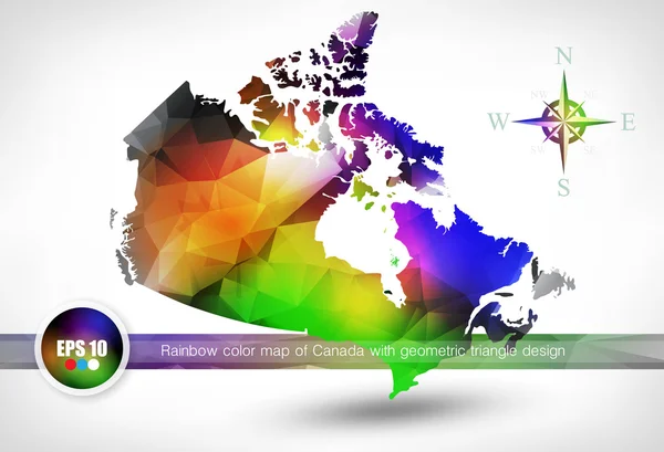 Carte en couleur de l'arc-en-ciel du Canada — Image vectorielle