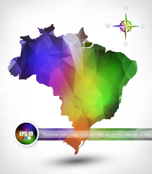 Mapa de color arco iris de Brasil — Vector de stock