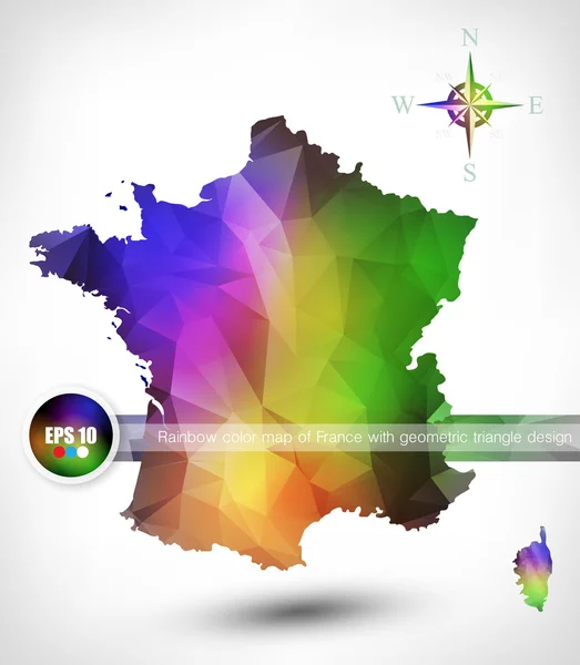 Duha barevná mapa Francie — Stockový vektor