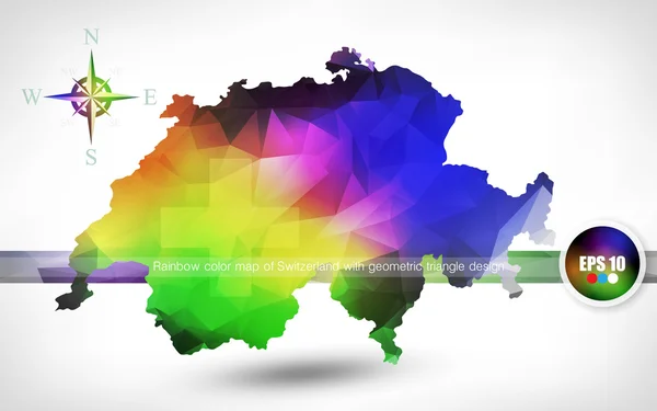 Regenboog kleurkaart van Zwitserland — Stockvector