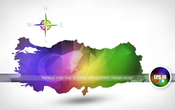 Carte en couleurs arc-en-ciel de Turquie — Image vectorielle