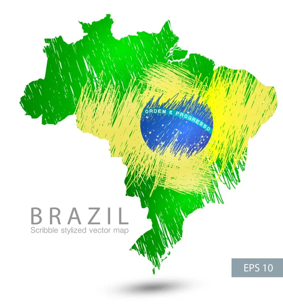 Mapa estilizado Scribble do Brasil . —  Vetores de Stock