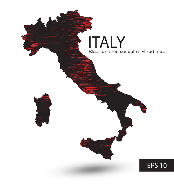 Gribouiller carte stylisée de l'Italie . — Image vectorielle