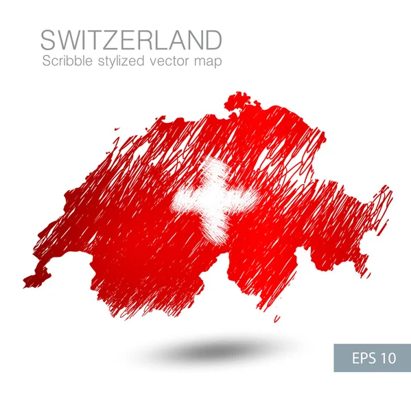 Scribble stylized map of Switzerland. — Stock Vector