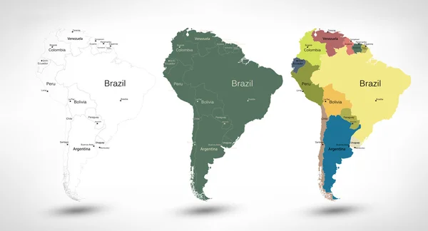 南アメリカ地図 — ストックベクタ