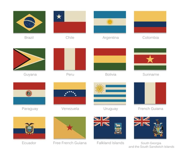 Südamerika detaillierte Flaggen — Stockvektor