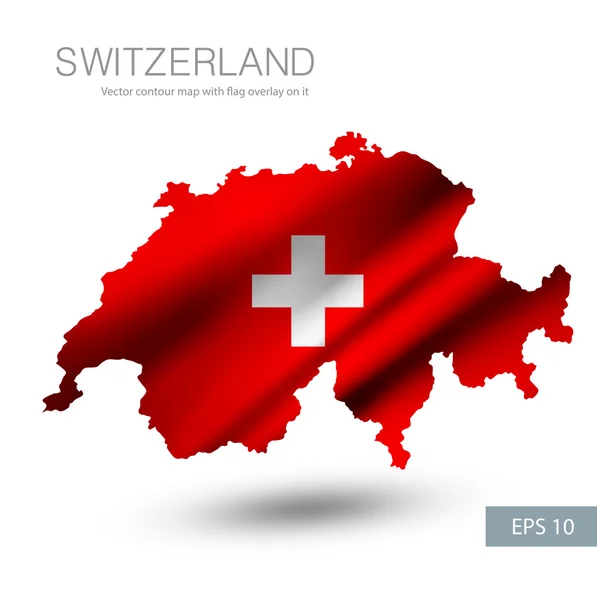 Switzerland contour map with country flag — Stock Vector